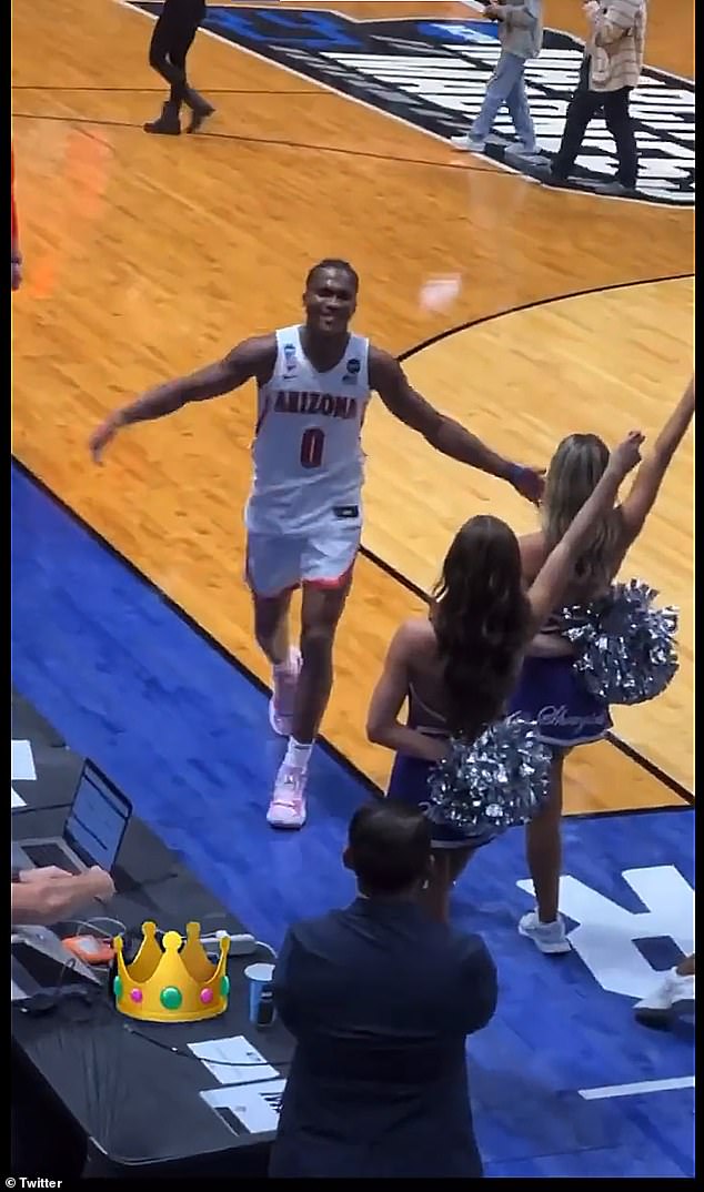 In the more recent footage of the stadium, filmed from a different vantage point by @hostessproblem3, Mathurin does not appear to touch the cheerleader at all, and can be seen walking around the woman to avoid getting too close as he passes.