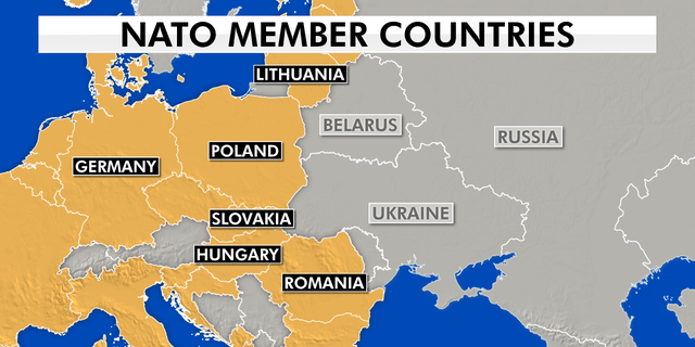 The map shows the map of NATO members