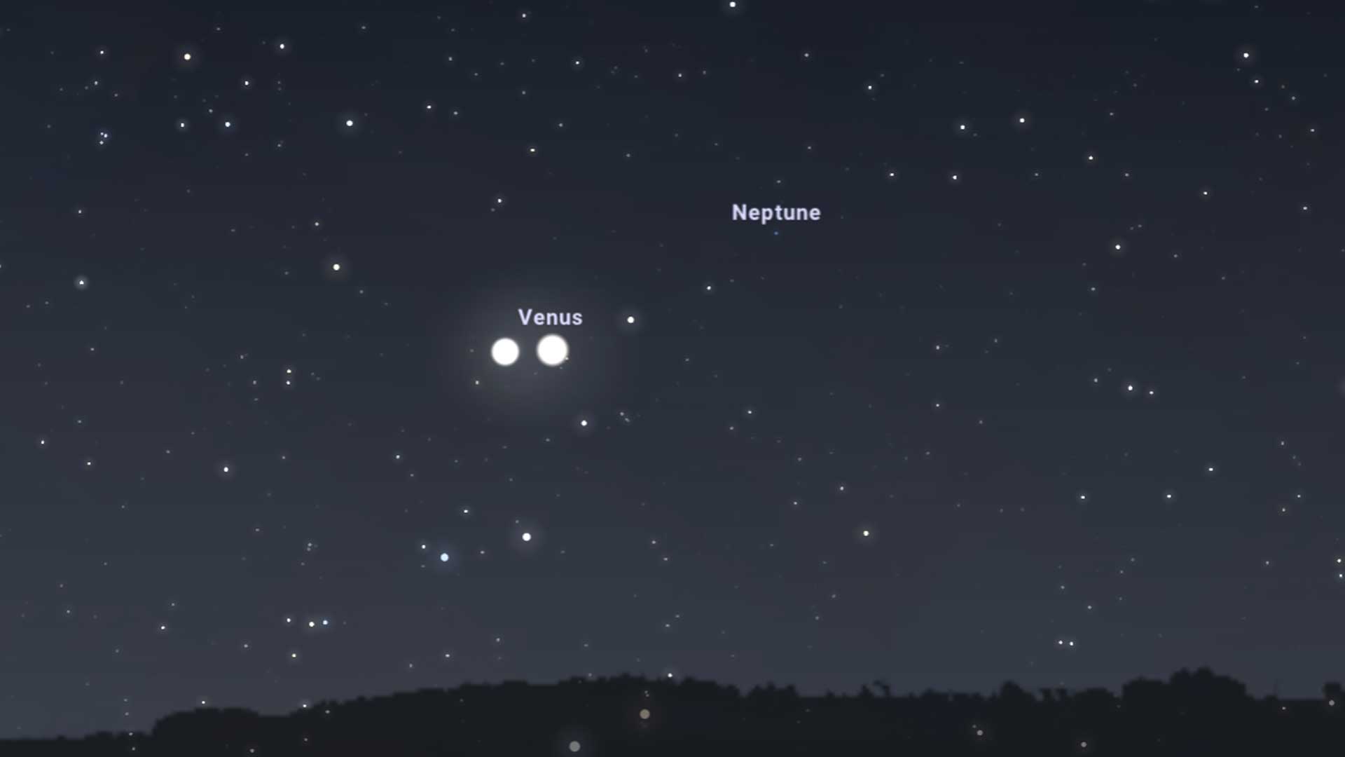 Venus is close to Jupiter in a Stellarium screenshot