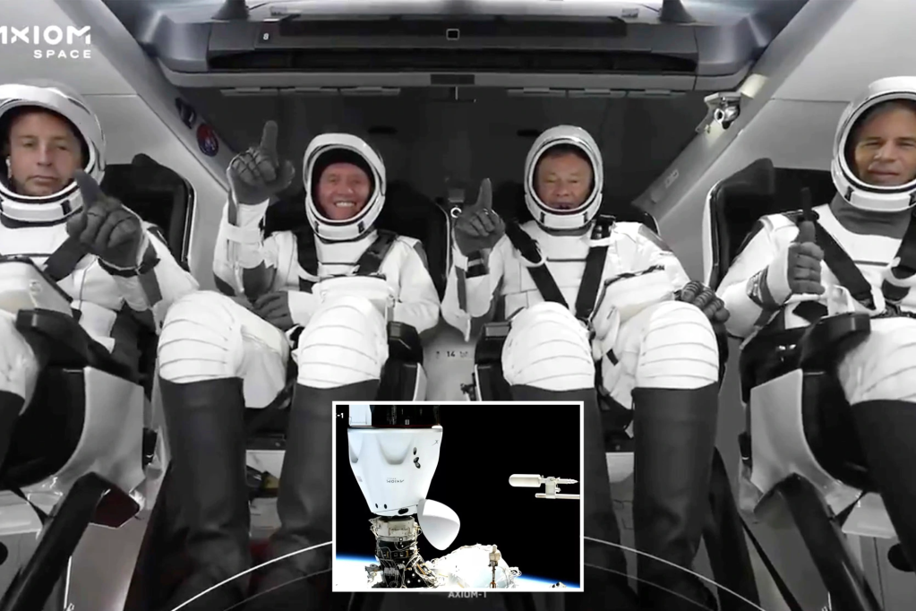 A SpaceX capsule docks at the International Space Station with an all-private astronaut crew
