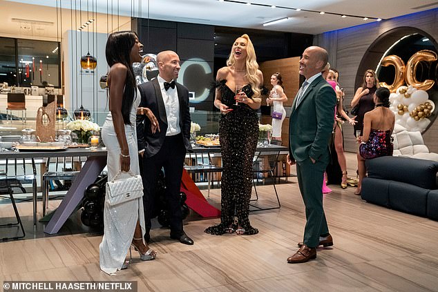 Problem: The 33-year-old star was in trouble with the company at the end of Season 5, which appeared to show Quinn trying to bribe one of her fellow clients of real estate agent Emma Hernan;  From left to right Chelsea Lazcany, Jason Oppenheim, Quinn, Brett Oppenheim