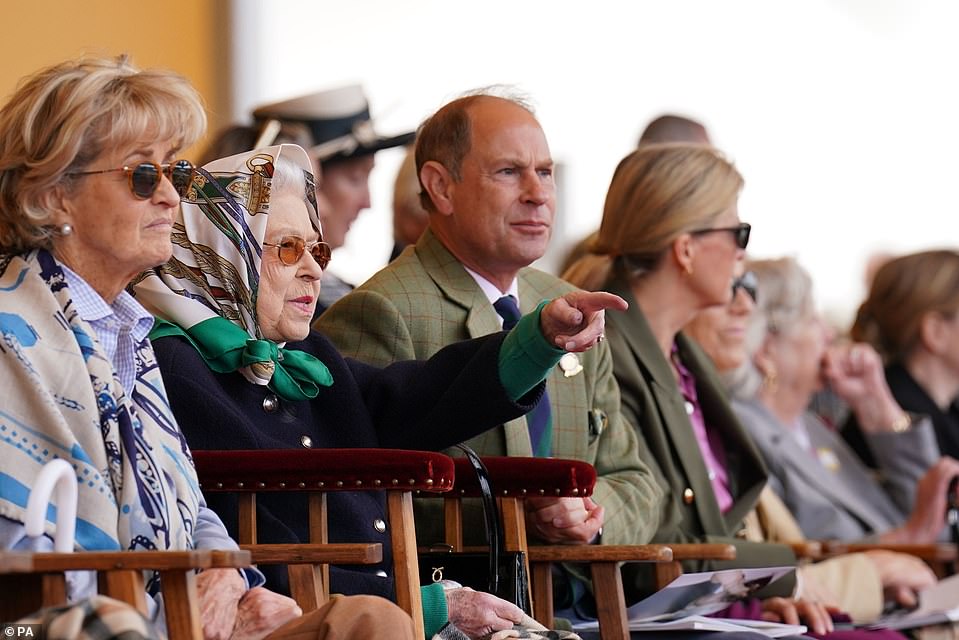 The Queen sat in the stands at the event alongside Prince Edward, Mrs Brabourne and Sophie on Friday