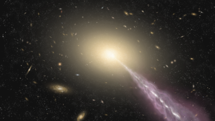 A strange radio structure has been discovered around the brightest quasar star in the universe