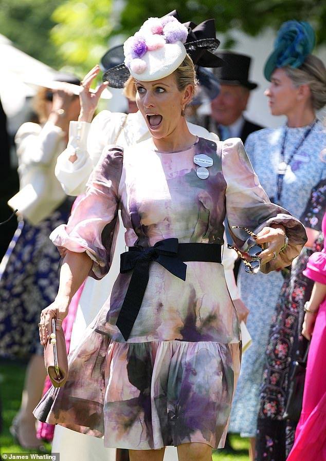 An excited Zara seemed happy to be back at the races alongside her family today, with the royals rejoicing upon her arrival.