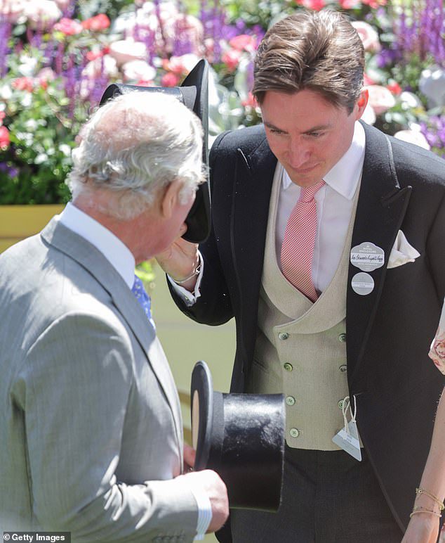 Princess Beatrice Eduardo's husband took off his hat and turned it towards the Prince of Wales as they greeted each other at Ascot.