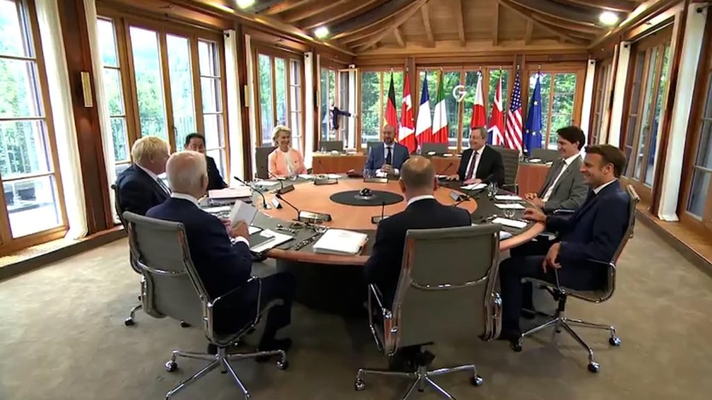 Johnson and Trudeau G7 joke about wearing shirtless and showing Putin our 'muscles'
