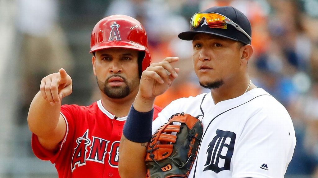 St. Louis Cardinals Albert Pujols, Miguel Cabrera of the Detroit Tigers for the 2022 MLB All-Star Game