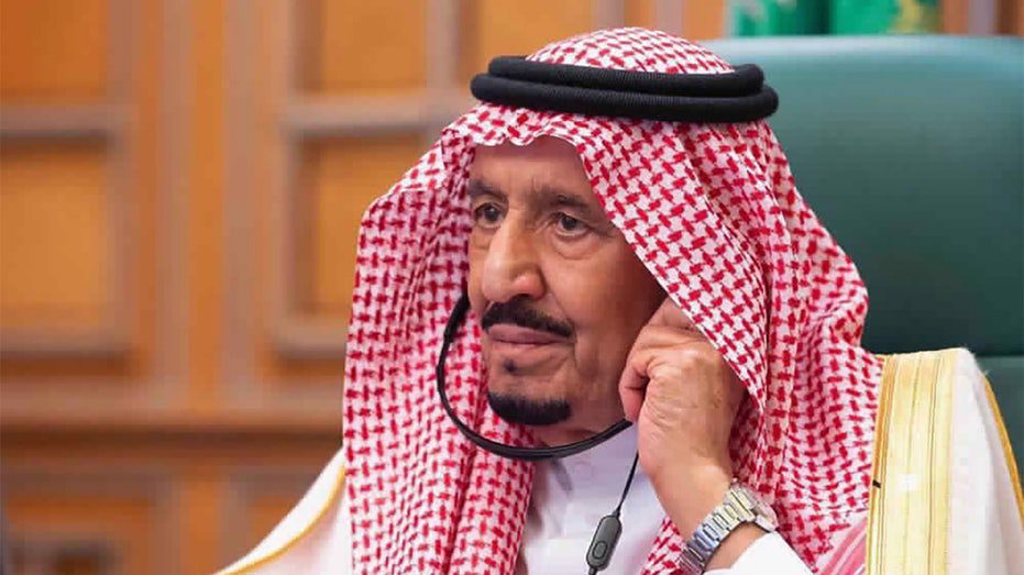 Saudi King Salman in a video call