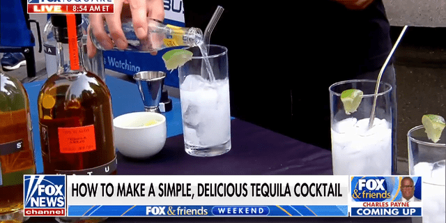 Christopher DeSoto prepares a Hiatus Highball cocktail with tequila, tonic and lime "Fox and Friends Weekend."