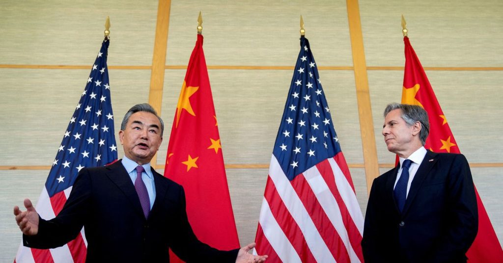 The foreign ministers of the United States and China are holding their first personal talks since October