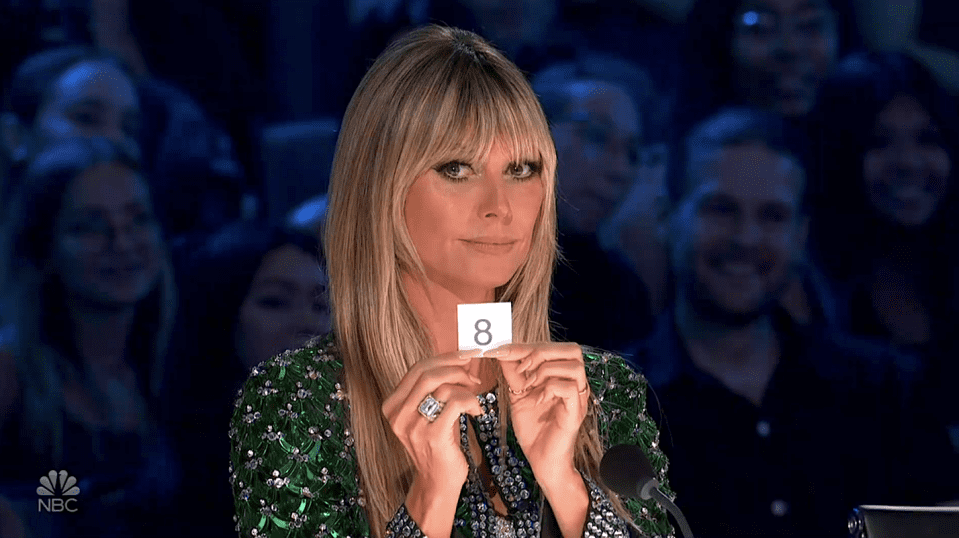 Heidi Klum reveals her number on America's Got Talent.  (Photo: NBC)