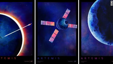 New posters from NASA depict different stages of Artemis I's journey.