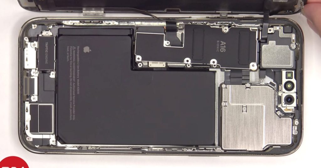 The video shows the first iPhone 14 Pro Max disassembly