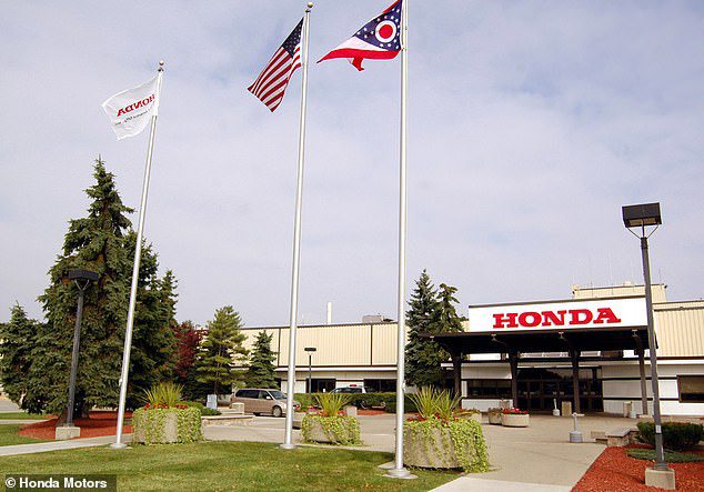 The automaker's backtracking came on Tuesday, when a memo was sent to employees at the Marysville Honda Motors Co. plant in central Ohio (pictured) asking them to return the money for excess bonuses.  The factory currently employs thousands of workers