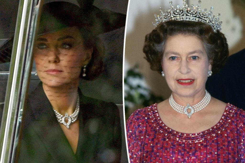 Kate Middleton wears Queen Elizabeth's pearls to her funeral