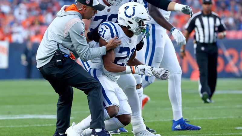 The team says Indianapolis Colts RB Nyheim Hines suffered a concussion after a major injury in Thursday night's game.