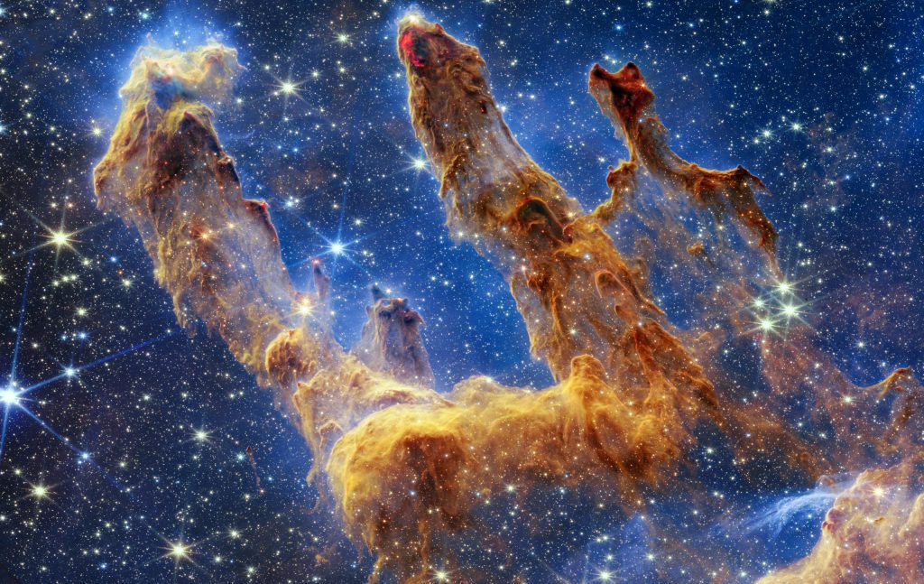 The Webb Space Telescope takes an incredible star-filled picture of the Pillars of Creation