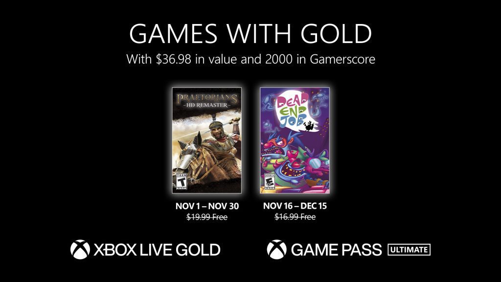 Free Xbox Live Gold Games announced for November 2022