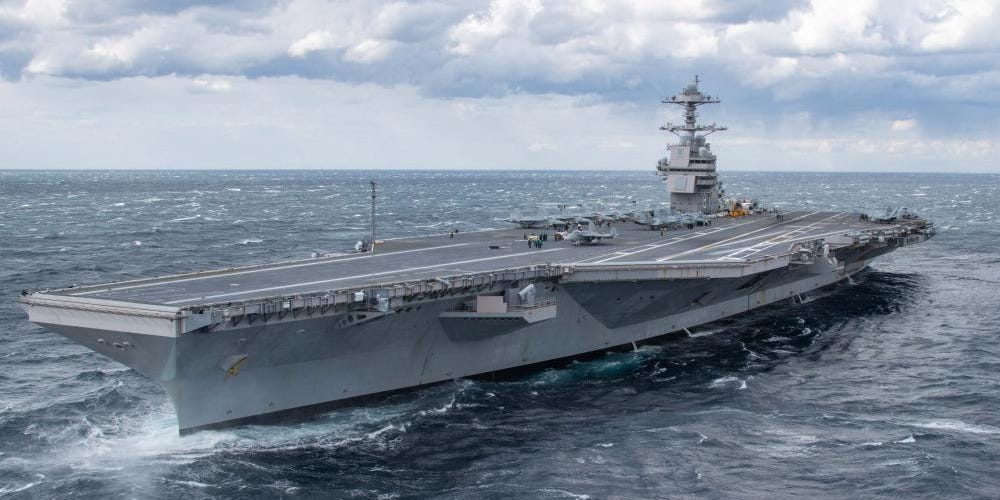 Images of the $13 billion US Navy aircraft carrier, USS Gerald R.  Ford