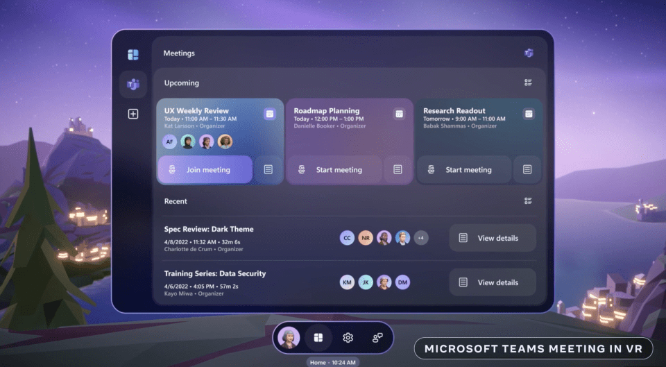 Image of Microsoft Teams in VR, from Meta Connect. 