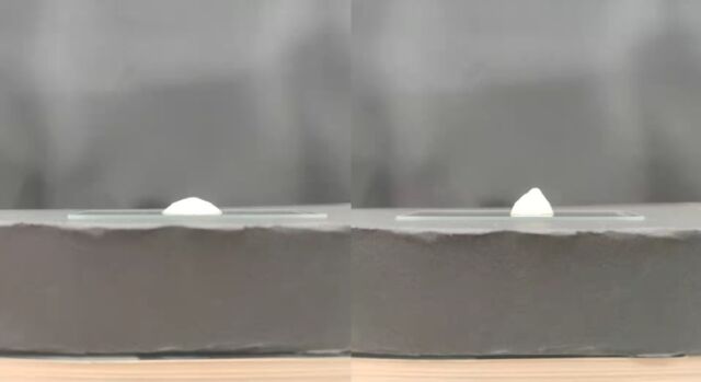 Soft (left) and hard (right) foam based on hydrophilic and hydrophobic bacteria.