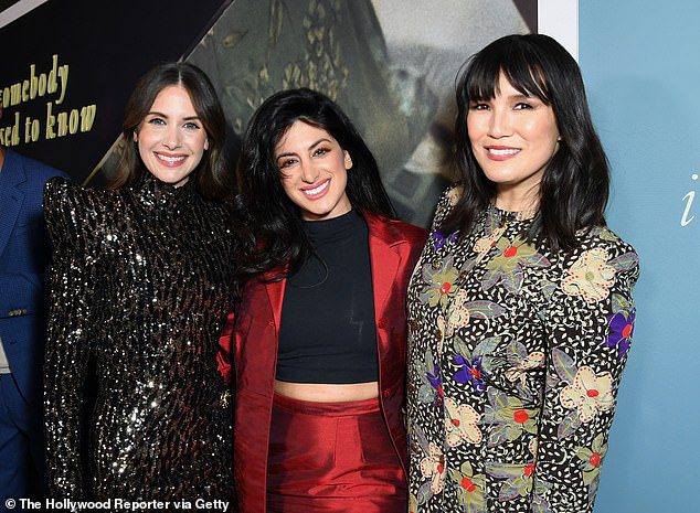 Ladies: Brie also appeared alongside co-stars Aidan Mairie and Zoe Zhao during the premiere