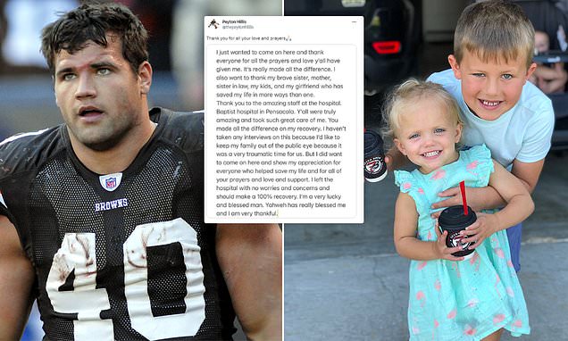 Peyton Hillis expects a full recovery after saving his two children from drowning