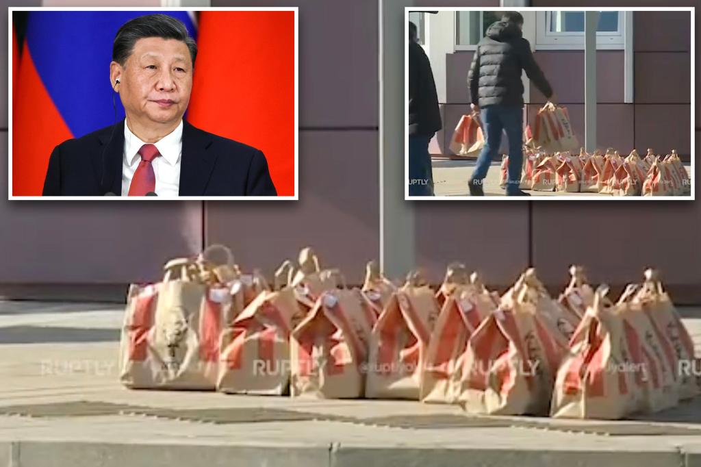 A huge KFC order has been spotted outside the Xi Jinping Hotel in Moscow
