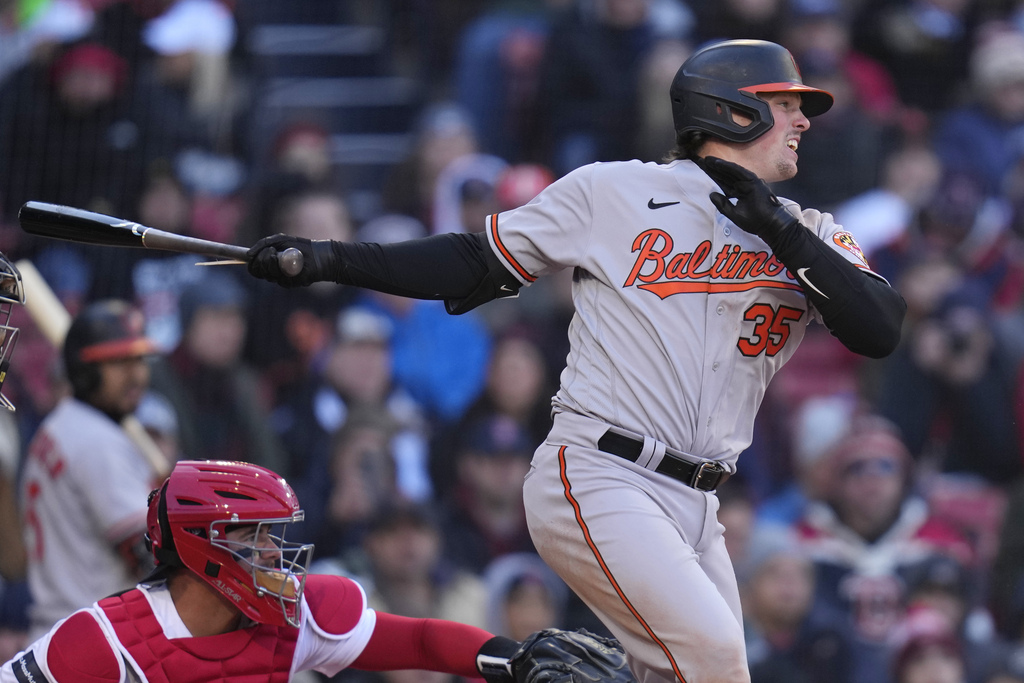 Adley Rutschman goes 5-for-5 in the opener as the Orioles outrun the Red Sox
