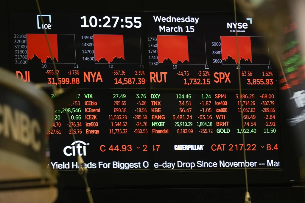 Stocks stumble on Wall Street with renewed concerns about banks