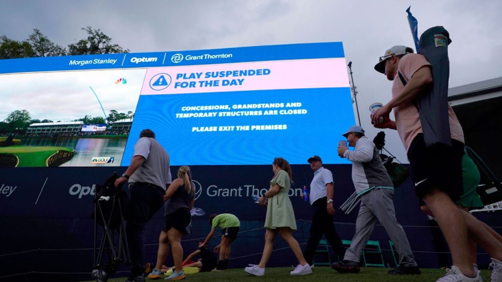 The Players Championship was interrupted by rain on the second day with two sharing the lead