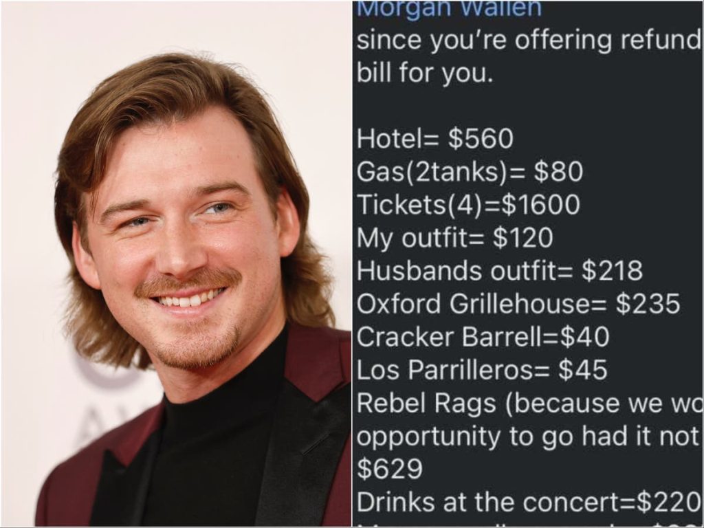 Morgan Wallen fan sends him a detailed refund list after the singer cancels his Mississippi concert at the last minute