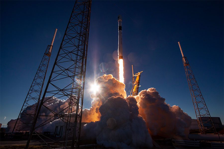 SpaceX Falcon 9 launches from Launch Complex 40.