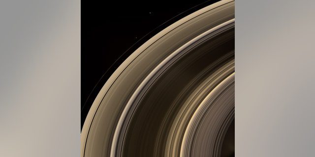 The ring of moons around Saturn