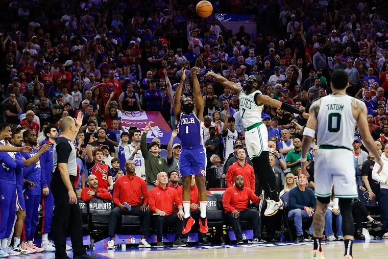 Game winner James Harden lifts Sixers to 116-115 overtime win to series with Boston Celtics