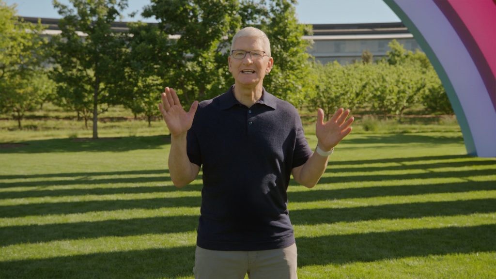 Tim Cook presents at WWDC 2023