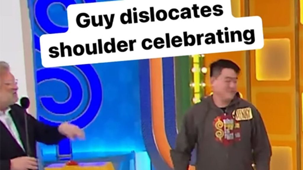 The man dislocates his shoulder and celebrates The Price Is Right