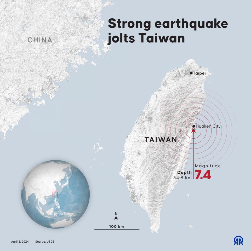 Map showing Taiwan in relation to China.