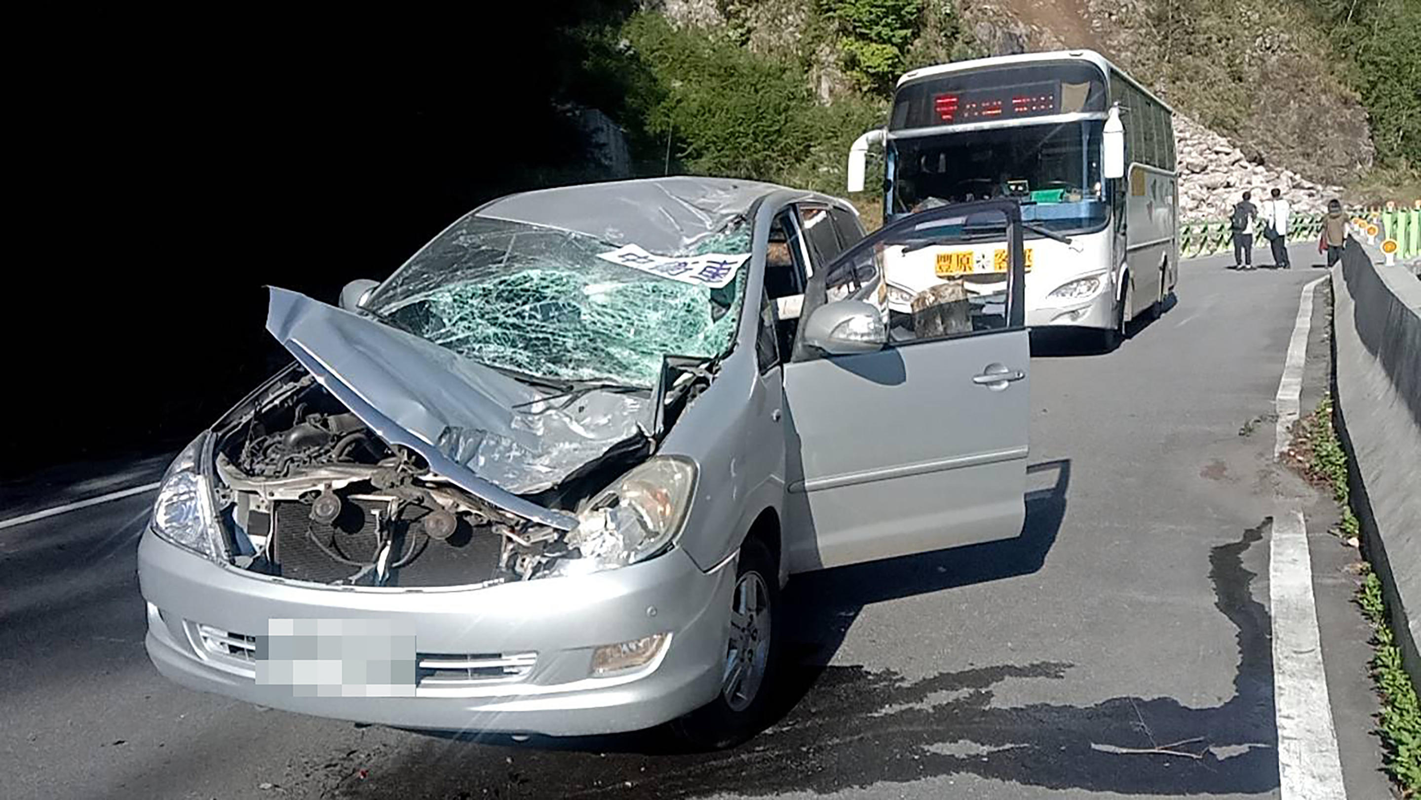 A car was severely damaged.